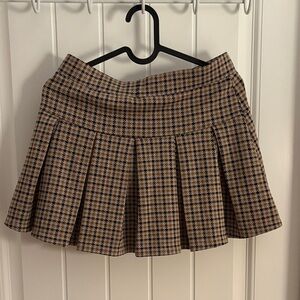 American Eagle Outfitters Checkered Mini Skirt - Brown and Black